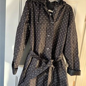 Capelli of New York Black Polka Dot Trench Coat New no tags